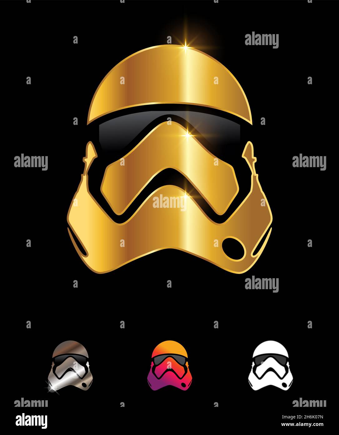 Ein Vektor Illustration Set von Golden Star Wars Helm Vektor-Zeichen Stock Vektor