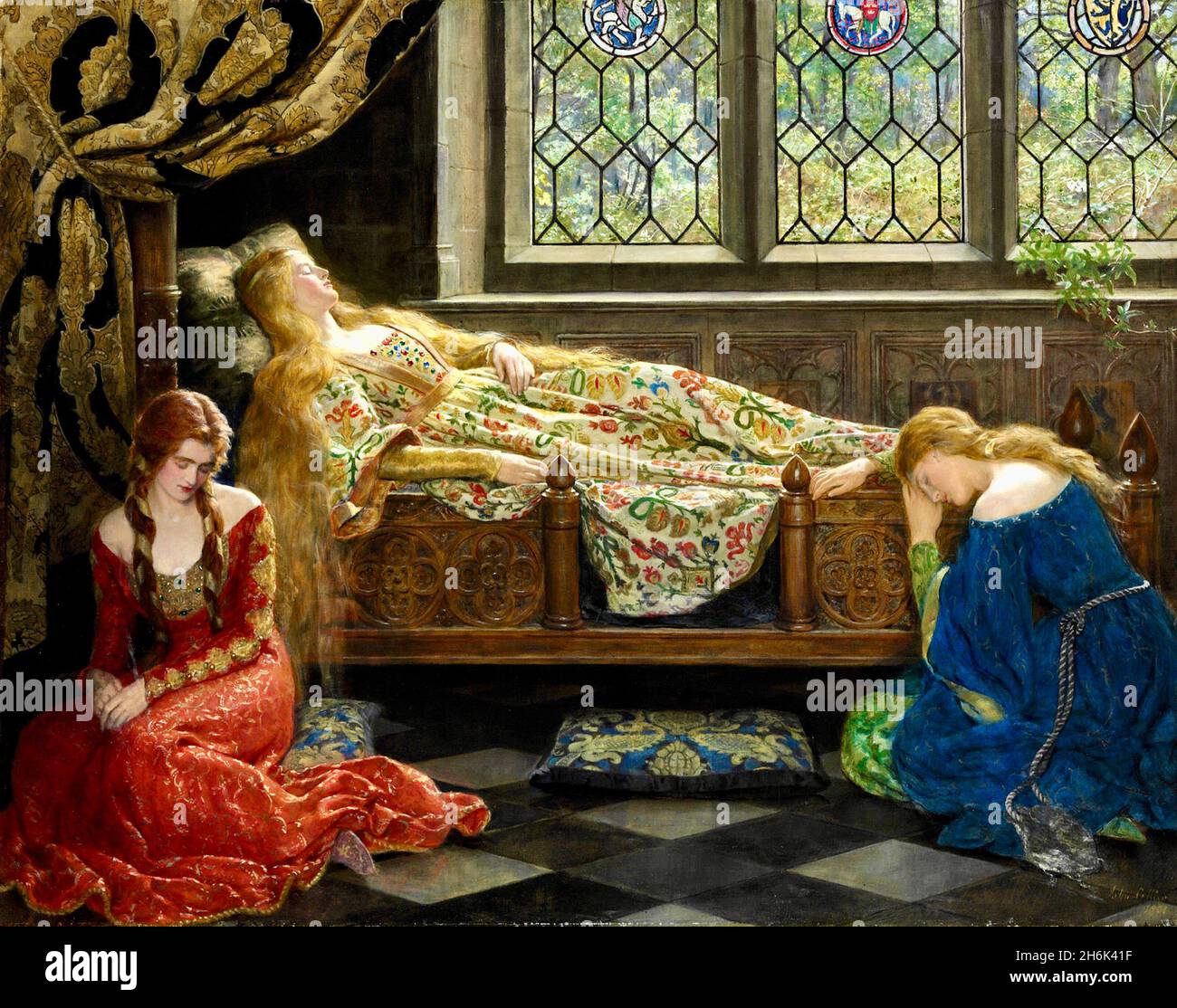 John Collier Kunstwerk mit dem Titel The Sleeping Beauty Stockfoto