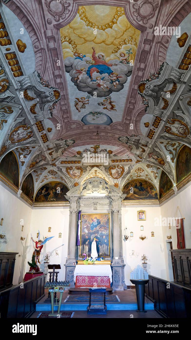 Cortona Arezzo Toskana Italien. Fresken in der unteren Kirche von San Marco Stockfoto