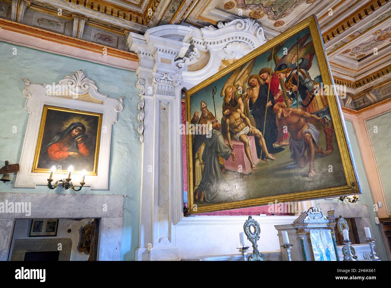 Cortona Arezzo Toskana Italien. Gemälde von Luca Signorelli in der Kirche San Niccolò Stockfoto