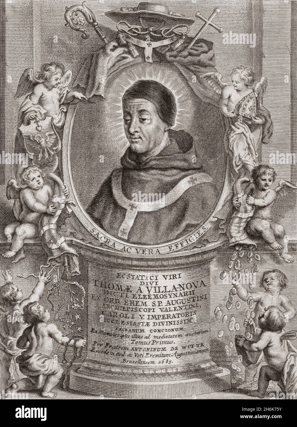 St. Thomas von Villanova, 1488 – 1555. Spanischer Mönch des Ordens des heiligen Augustinus, Prediger, asketischer und religiöser Schriftsteller. Nach einem Werk von Richard Collin aus dem 17. Jahrhundert. Stockfoto