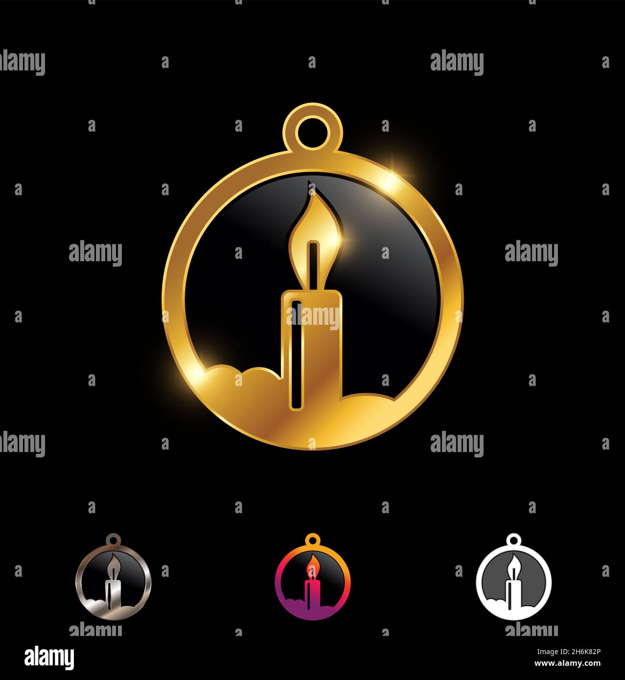 Ein Vektor-Illustration-Set von Golden Burning Candle Vector Sign Stock Vektor
