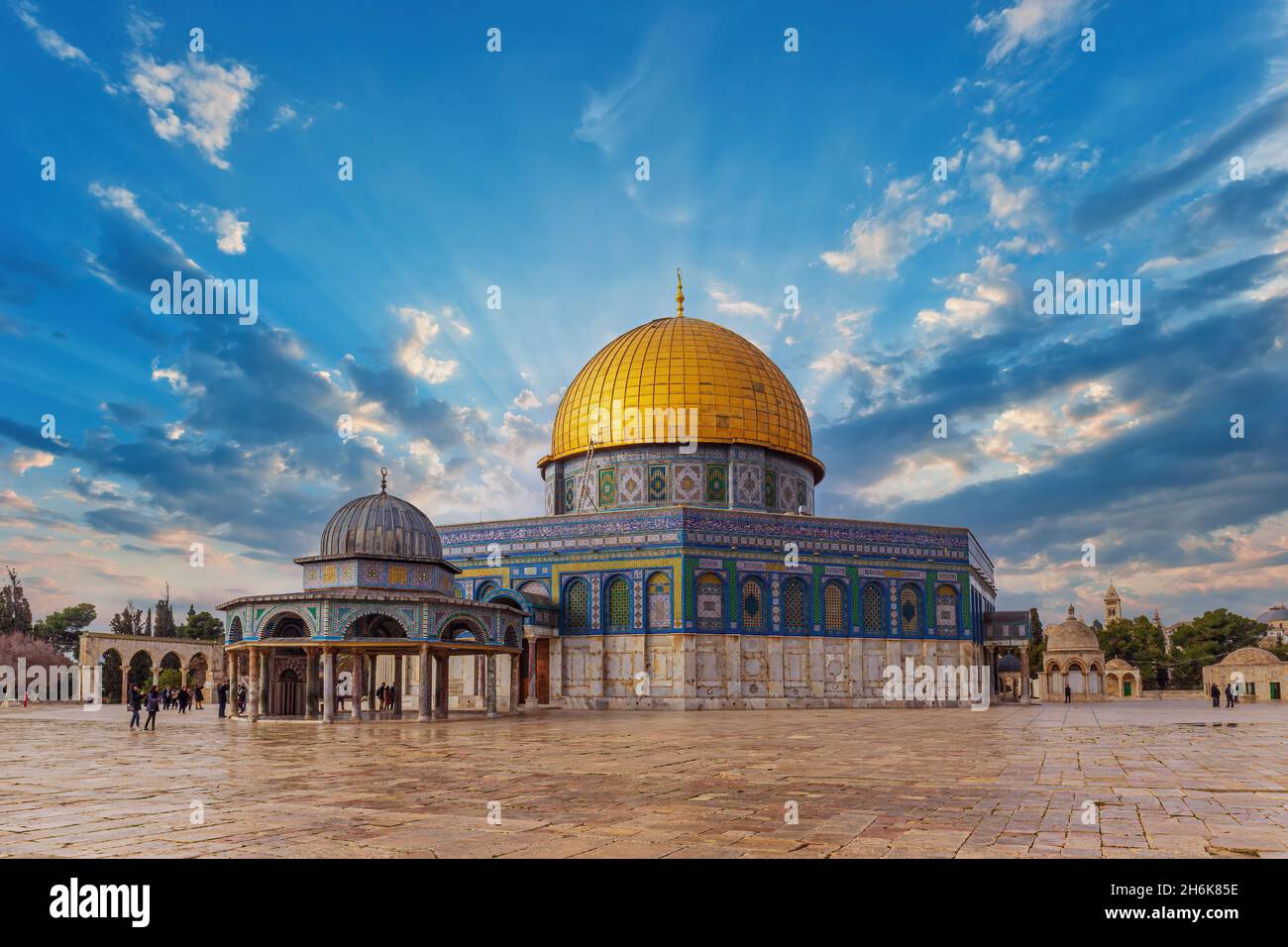 Moschee-Felsendom auf dem Tempelberg, Jerusalem Stockfoto