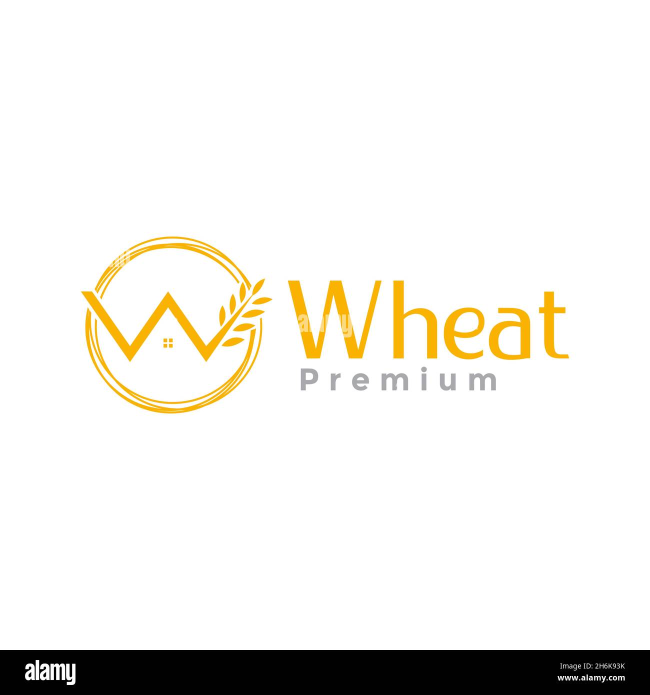 Buchstabe W mit Weizengras-Logo-Design Stock Vektor