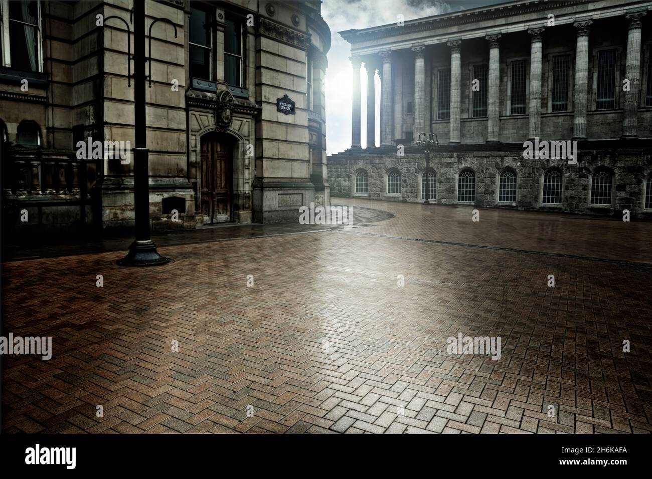 Viktorianische Stadtstraßenszene ideal für den Hintergrund Stockfoto