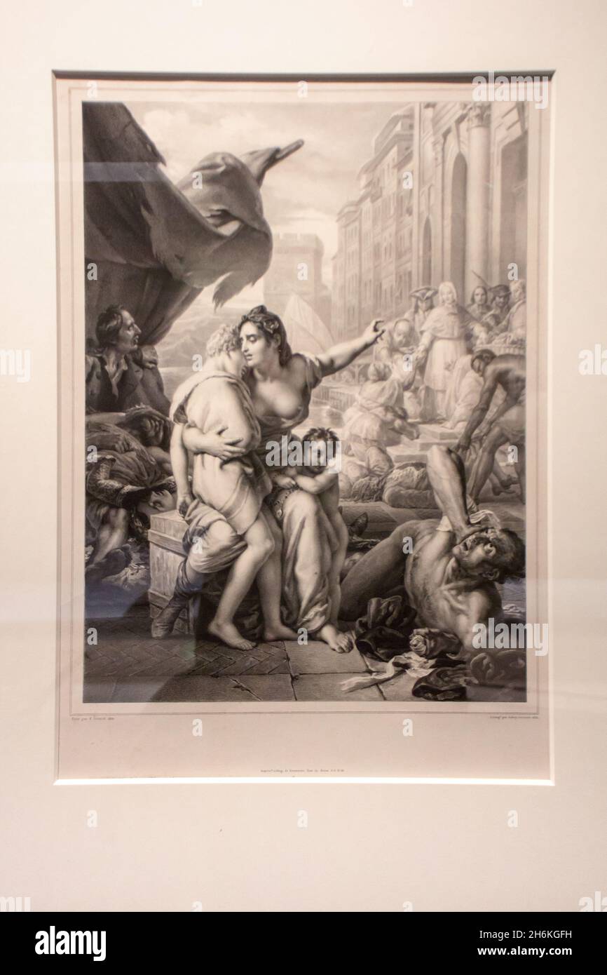 Musée d'Histoire de Marseille : Exposition Great Pest 1720,Marseille Pendant la peste de 1720,Lithographie von Hyacinthe AUBRY-LECOMTE nach François BARON GERARD (1835) Stockfoto