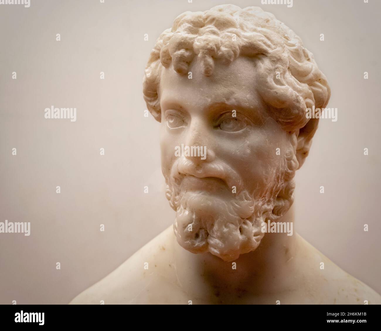 Marmorbüste des römischen Kaiser Lucius Septimius Severus, 145 - 211 n. Chr. Museo Nacional de Arte Romano (Nationalmuseum für römische Kunst), Merida, Badajo Stockfoto