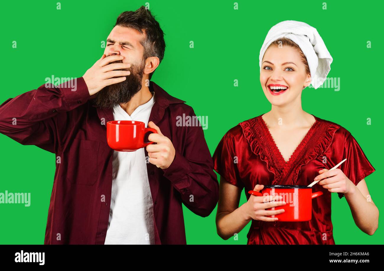 Paar Am Morgen. Familienbeziehung. Mann und Frau frühstücken zusammen Stockfoto