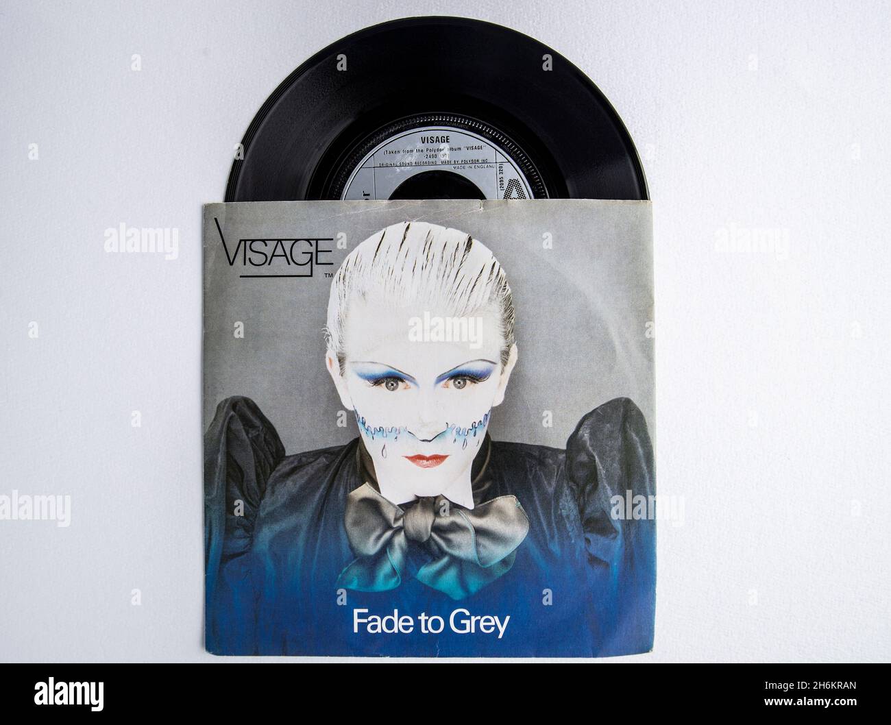 Sieben Zoll Vinyl-Cover der Hit-Single Fade To Grey von Visage, die 1980 veröffentlicht wurde Stockfoto
