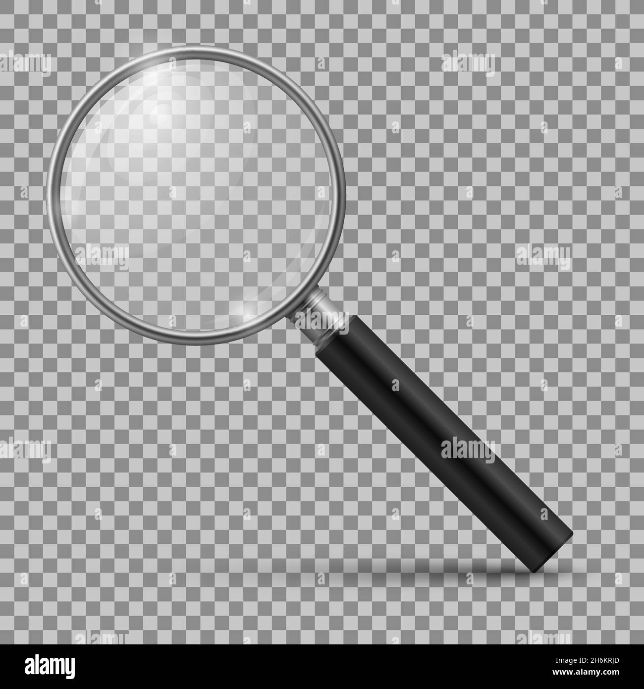 Realistische Lupe. Vergrößerungszoom-Lupe, Kontrollmikroskop Vergrößerungslinse. Detective Tool isoliert Nachbau Stock Vektor