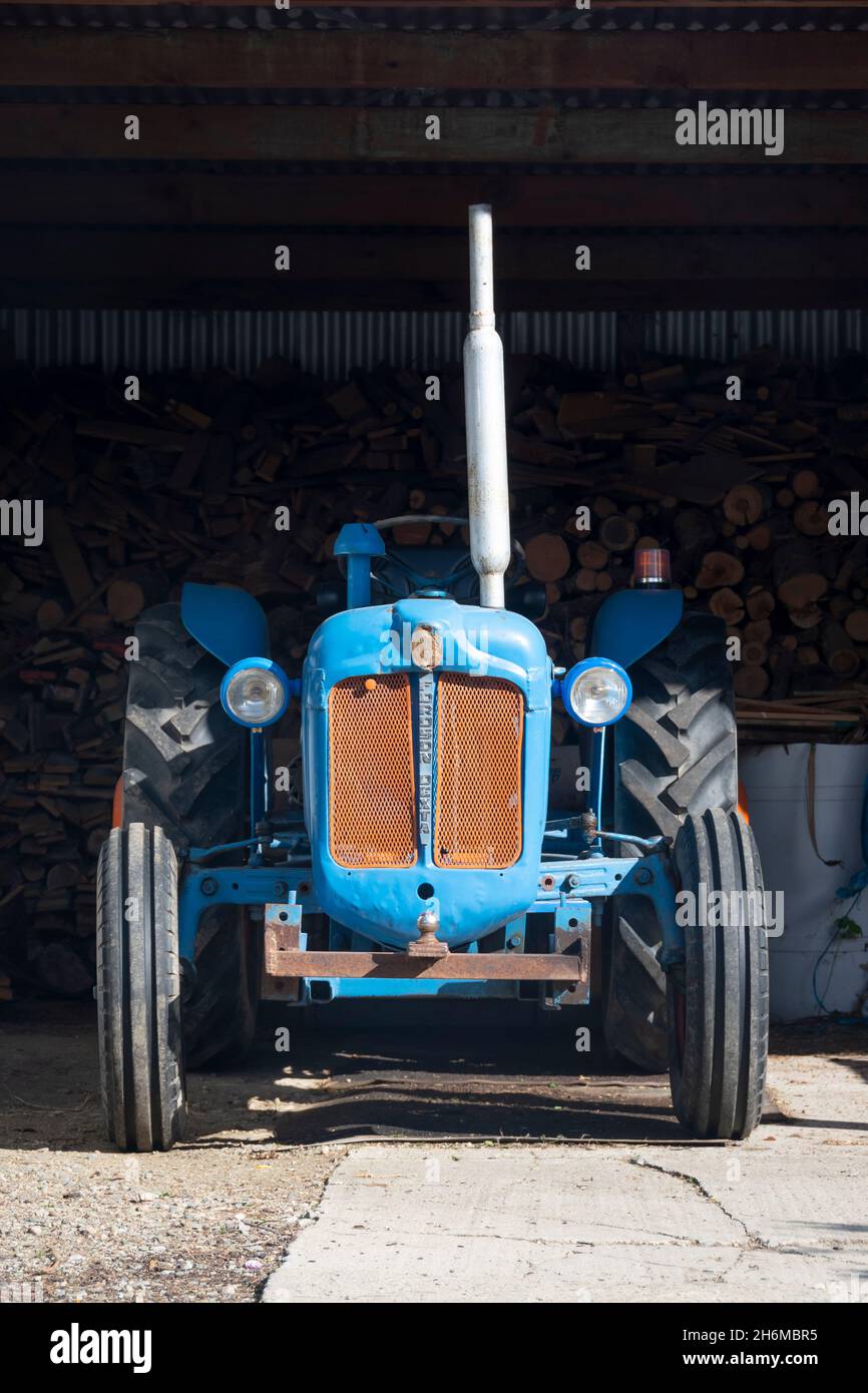 Fordson Dexta Traktor in Shed in Duntroon, South Canterbury, South Island, Neuseeland Stockfoto