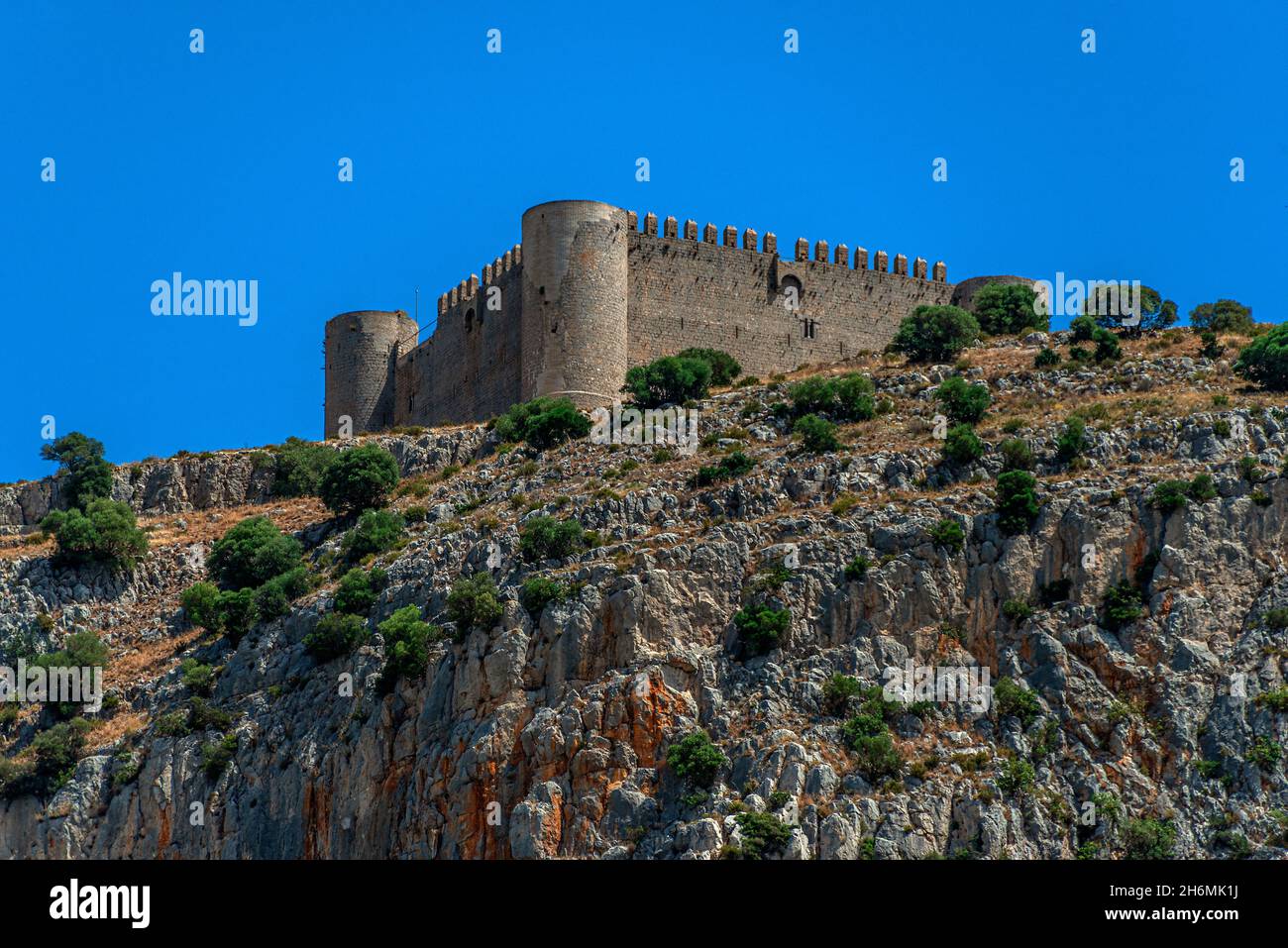 Schloss Torrella de Montgri, Costa Brava, Spanien. Stockfoto