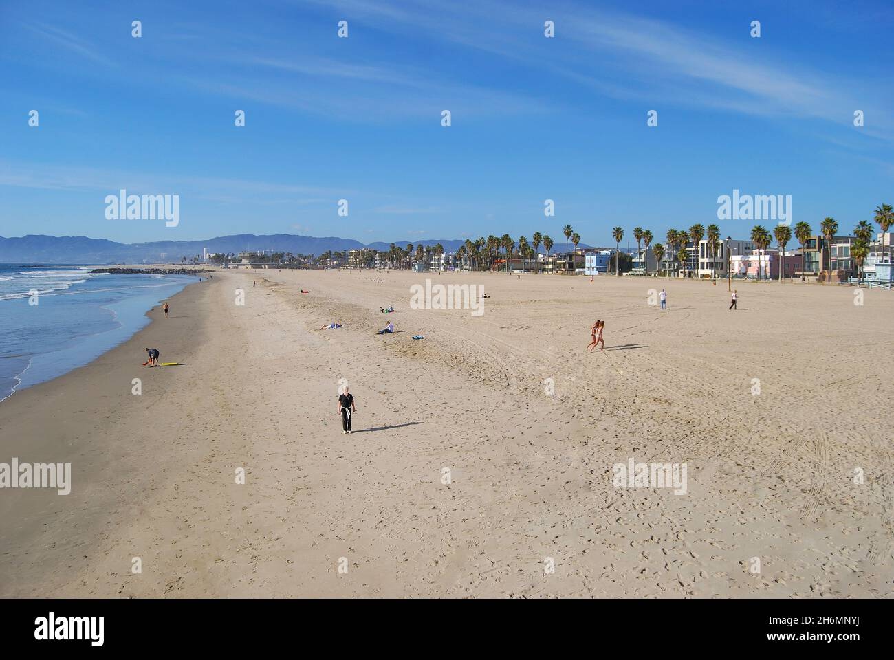Venice Beach vom Pier, Los Angeles, Kalifornien, Vereinigte Staaten von Amerika Stockfoto