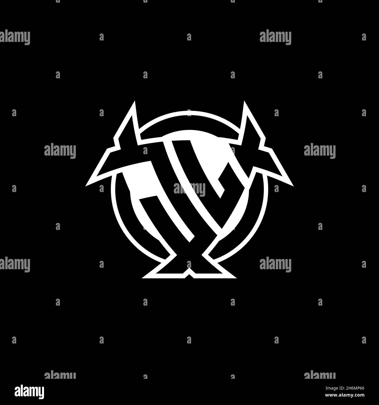 JL Monogram-Logo mit Dreieck-Schild und kreisförmiges Design auf isoliertem Hintergrund. Dreieck-Monogramm-Logo, Schild-Monogramm-Logo, Trian Stock Vektor