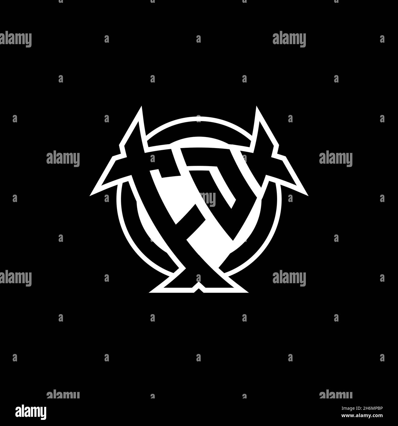 FD Monogram Logo Brief mit Dreieck Schild und kreisförmigen Stil Design auf isoliertem Hintergrund. Dreieck-Monogramm-Logo, Schild-Monogramm-Logo, Trian Stock Vektor