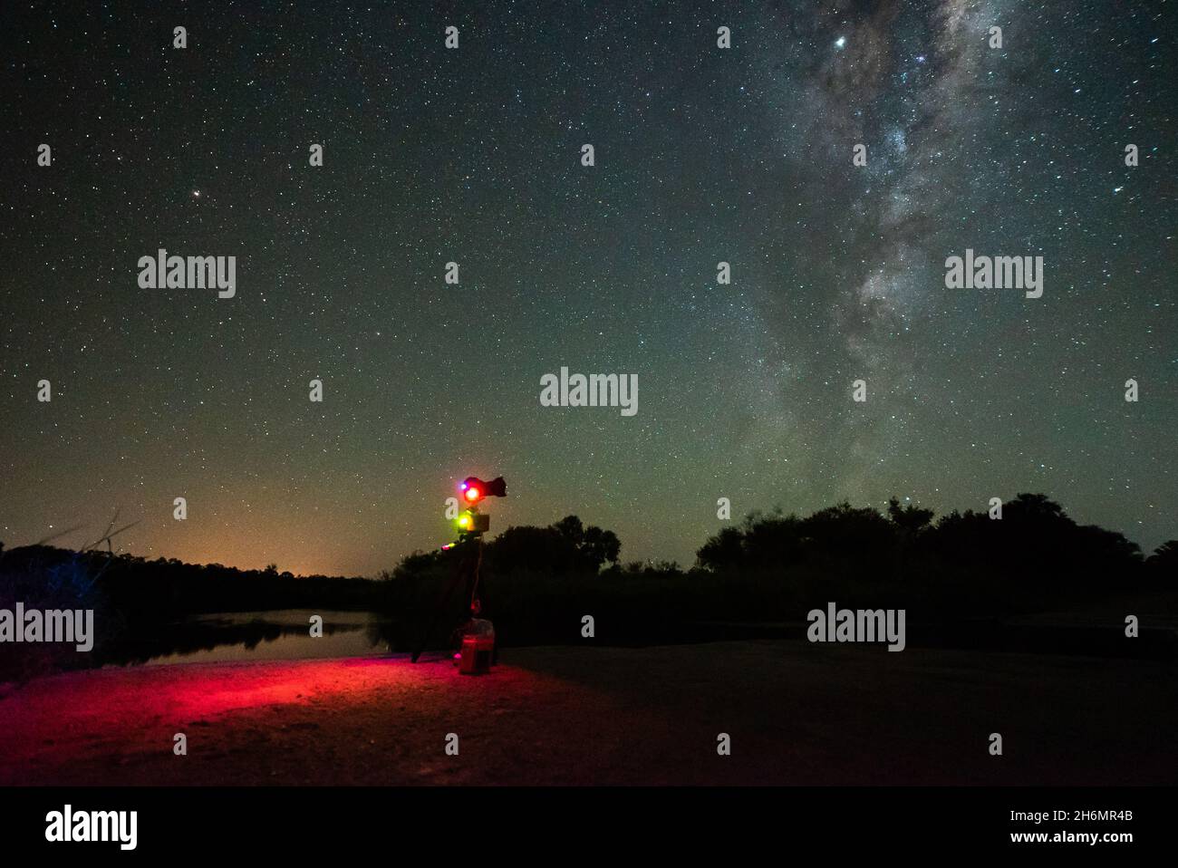 Kameraansicht mit Milchstraße im Hintergrund Stockfoto