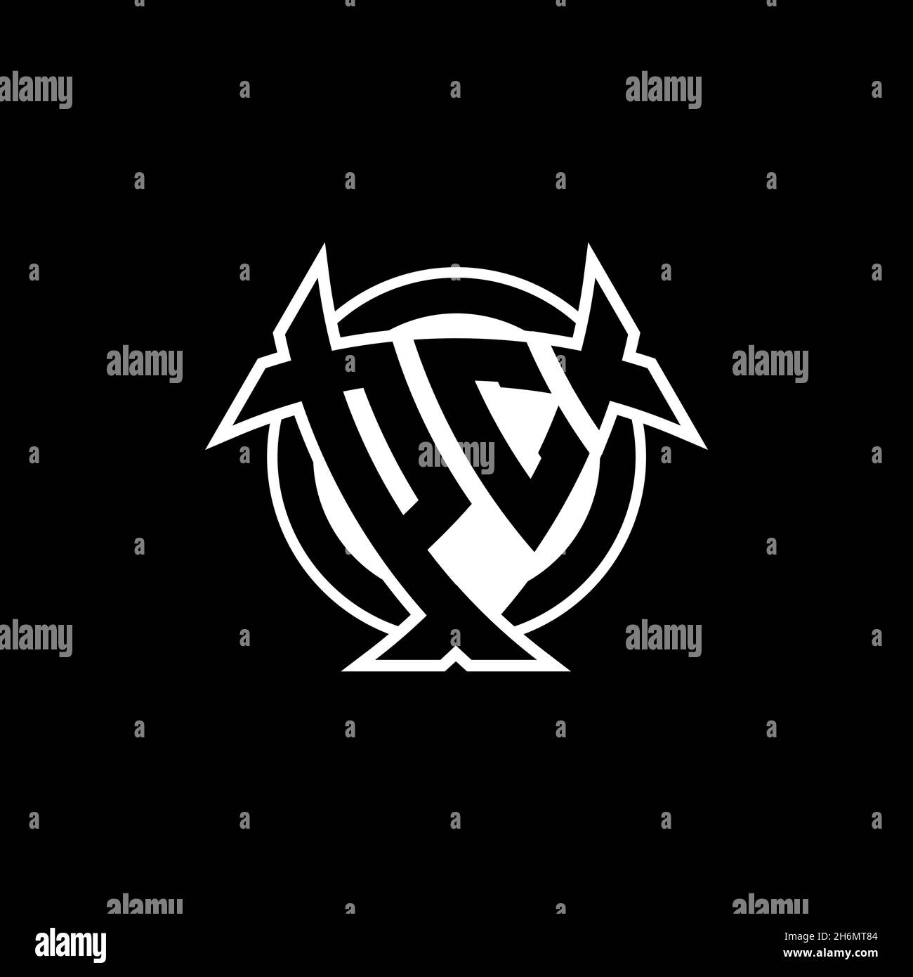 PC Monogram-Logo mit Dreieck-Schild und kreisförmiges Design auf isoliertem Hintergrund. Dreieck-Monogramm-Logo, Schild-Monogramm-Logo, Trian Stock Vektor