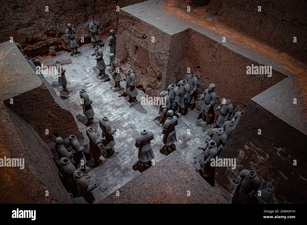 Ansicht der Terrakotta-Armee in der Stadt Xian, China. Stockfoto