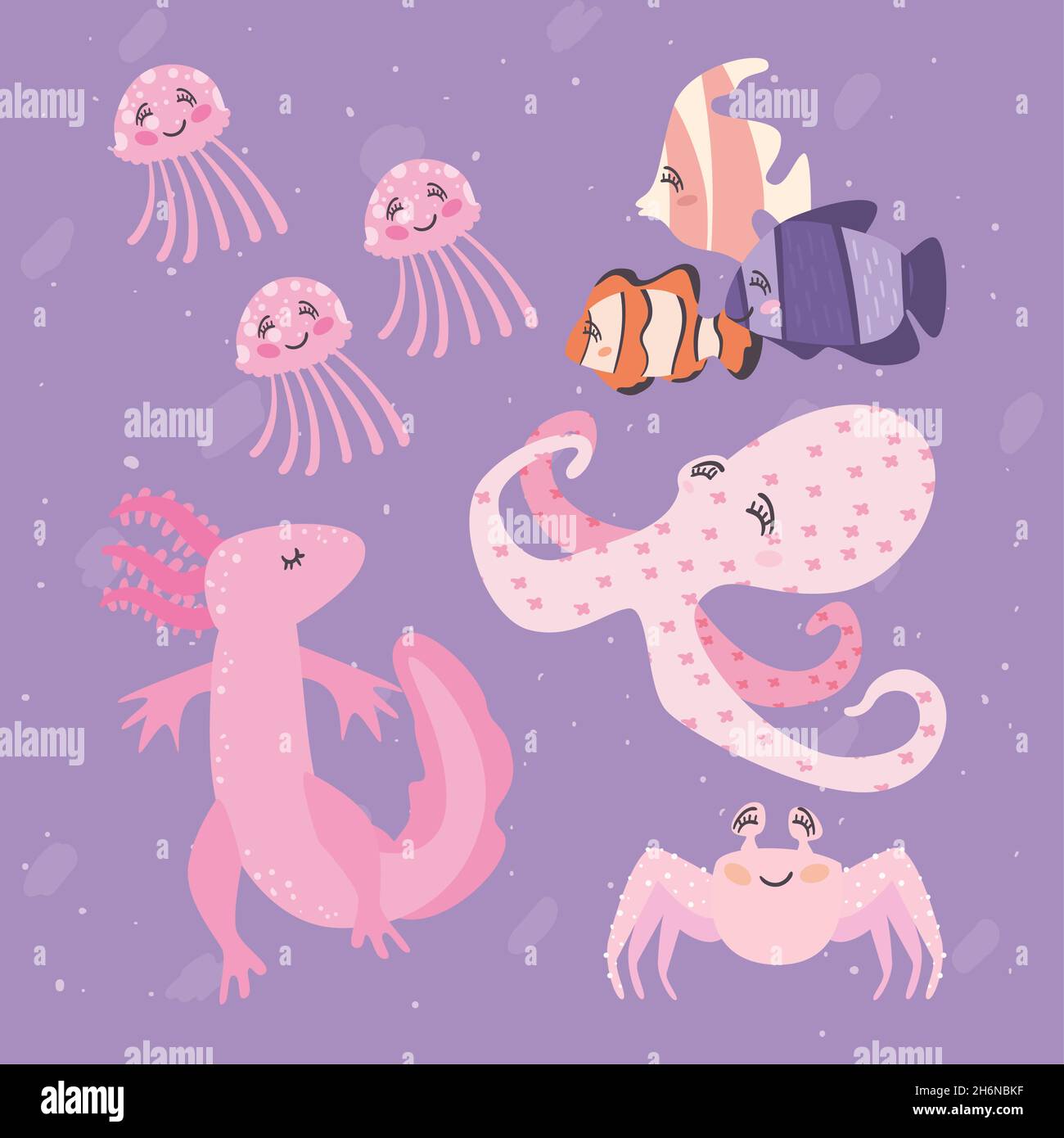 Unterwasserleben Poster mit Fischen Stock Vektor