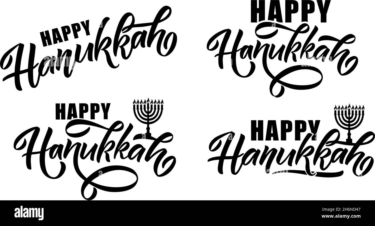 Vektor-Illustration der Schrift Typografie für Chanukka jüdischen Feiertag. Symbol, Abzeichen, Poster, Banner-Signatur Happy Hanukkah. Vorlage für hanukkah Stock Vektor