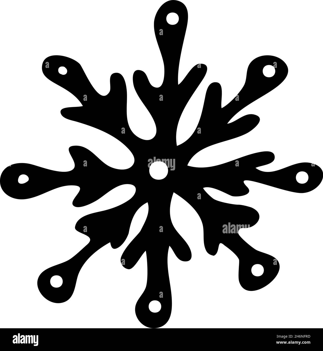 Doodle Schneeflocken schwarz einfaches Symbol, Vektor-Illustration isoliert auf weißem Hintergrund Stock Vektor