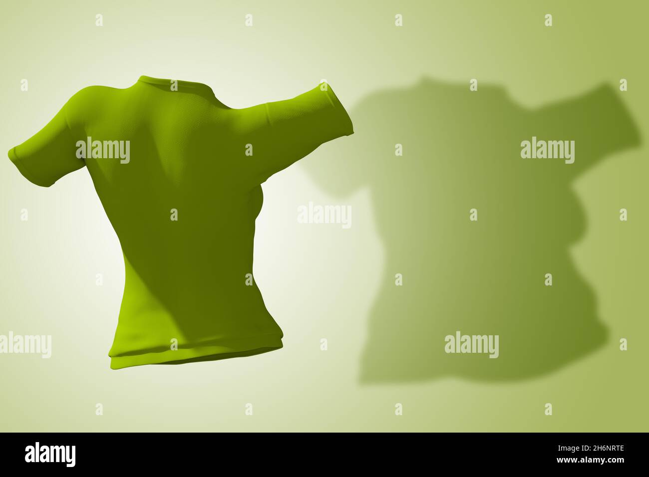 Conceptual Fett übergewichtig fettleibig Schatten weibliche Bluse Outfit vs schlank fit gesunden Körper nach Gewichtsverlust oder Diät dünne junge Frau auf grün. Ein Fitness, n Stockfoto