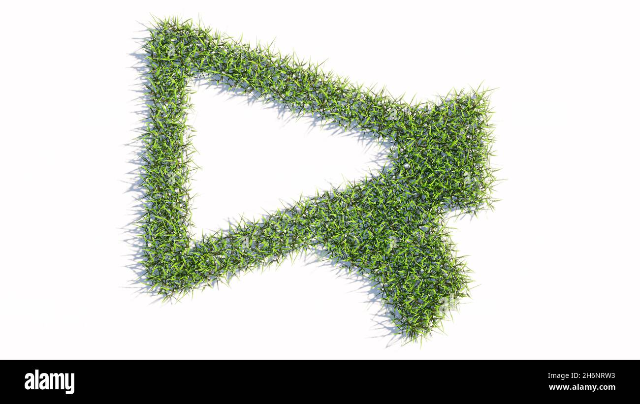 Konzept oder konzeptuelle grüne Sommer Rasen Gras Symbol Form isoliert weißen Hintergrund, Megaphon Symbol. 3D Illustration Metapher für Kommunikation Stockfoto