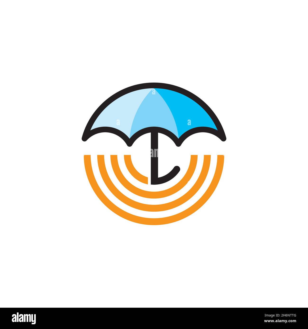 vektor-Design. Logo aus Kombination Schirm und Signal-Logo erstellt. Stock Vektor