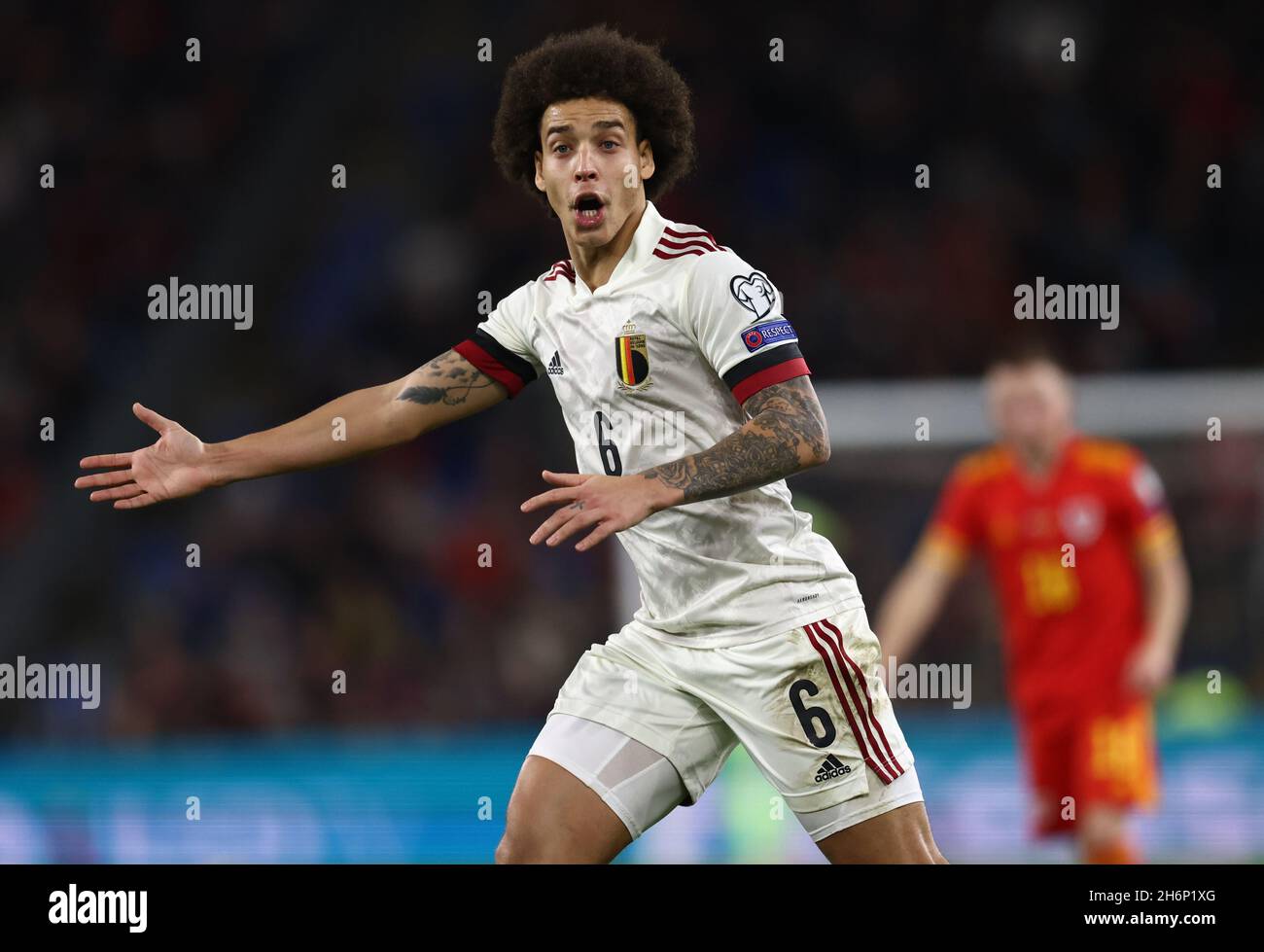 Cardiff, Wales, 16. November 2021. Axel Witsel aus Belgien während der FIFA Fußball-Weltmeisterschaft 2022 – Europameisterschaftsspiel im Cardiff City Stadium, Cardiff. Bildnachweis sollte lauten: Darren Staples / Sportimage Stockfoto