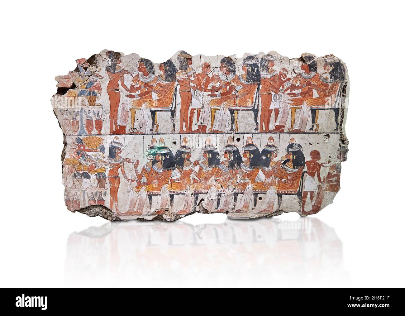 Alte ägyptische Wandkunst Grabmalerei: Ein Fest für Nebamun, Grab von Nebamun Theben, um 1350BC, 18. Dynastie. British Museum EA37986. Rectangula Stockfoto