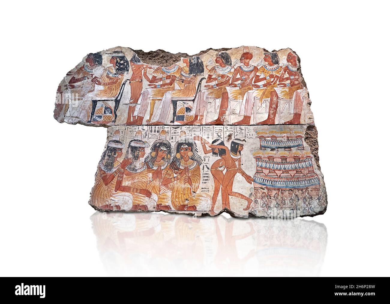 Alte ägyptische Wandkunst Grabmalerei: Ein Fest für Nebamun, Grab von Nebamun Theben, um 1350BC, 18. Dynastie. British Museum EA37981. Fragment ( Stockfoto