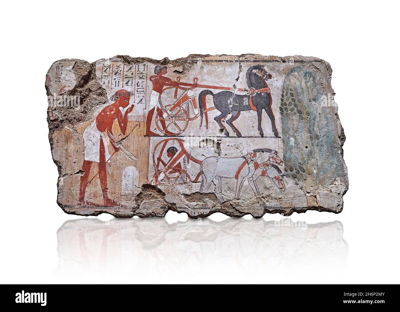 Alte ägyptische Wandkunst Grabmalereien, Grab von Nebamun Theben, um 1350BC, 18. Dynastie. British Museum EA37982. Fragment eines Kalksteingrabes-p Stockfoto