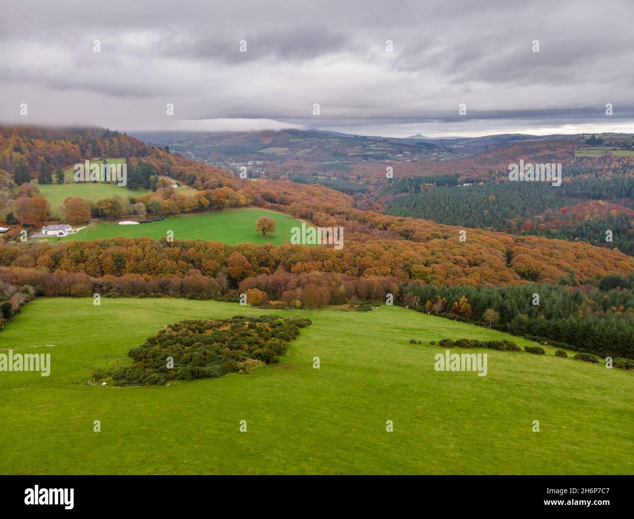 Drone Wicklow Mountains Blick - Irland Stockfoto