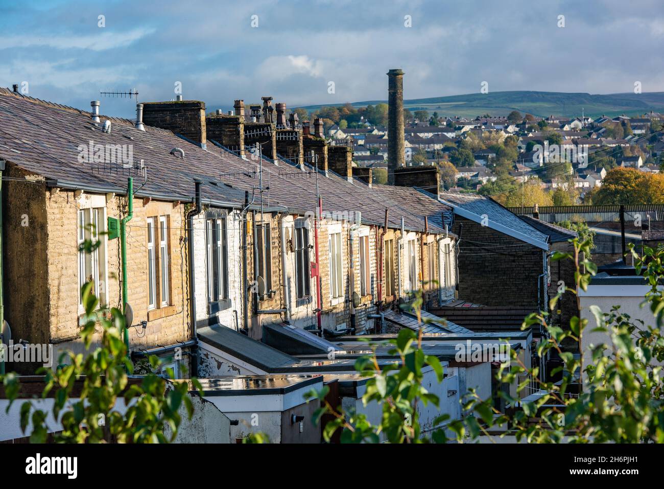 Reihenhäuser, Burnley, Lancashire, Großbritannien Stockfoto