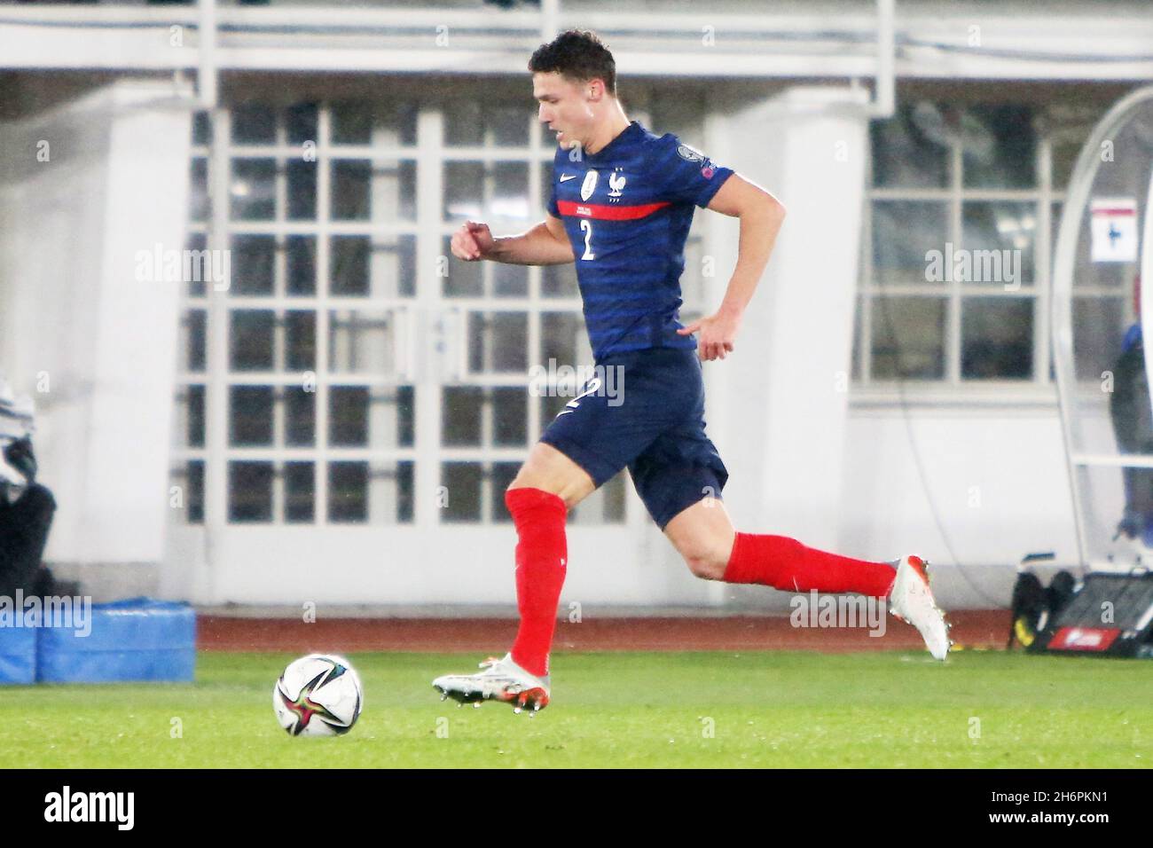 Benjamin Pavard aus Frankreich während der FIFA Weltmeisterschaft 2022, Qualifikationsspiel der Gruppe D zwischen Finnland und Frankreich am 16. November 2021 im Olympiastadion in Helsinki, Finnland - Foto: Laurent Lairys/DPPI/LiveMedia Stockfoto