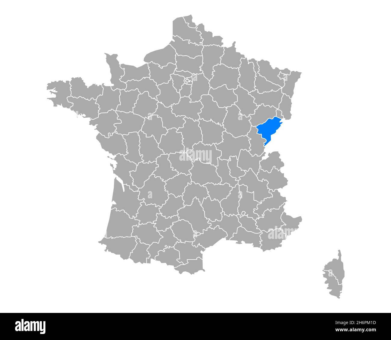Karte von Doubs in Frankreich Stockfoto