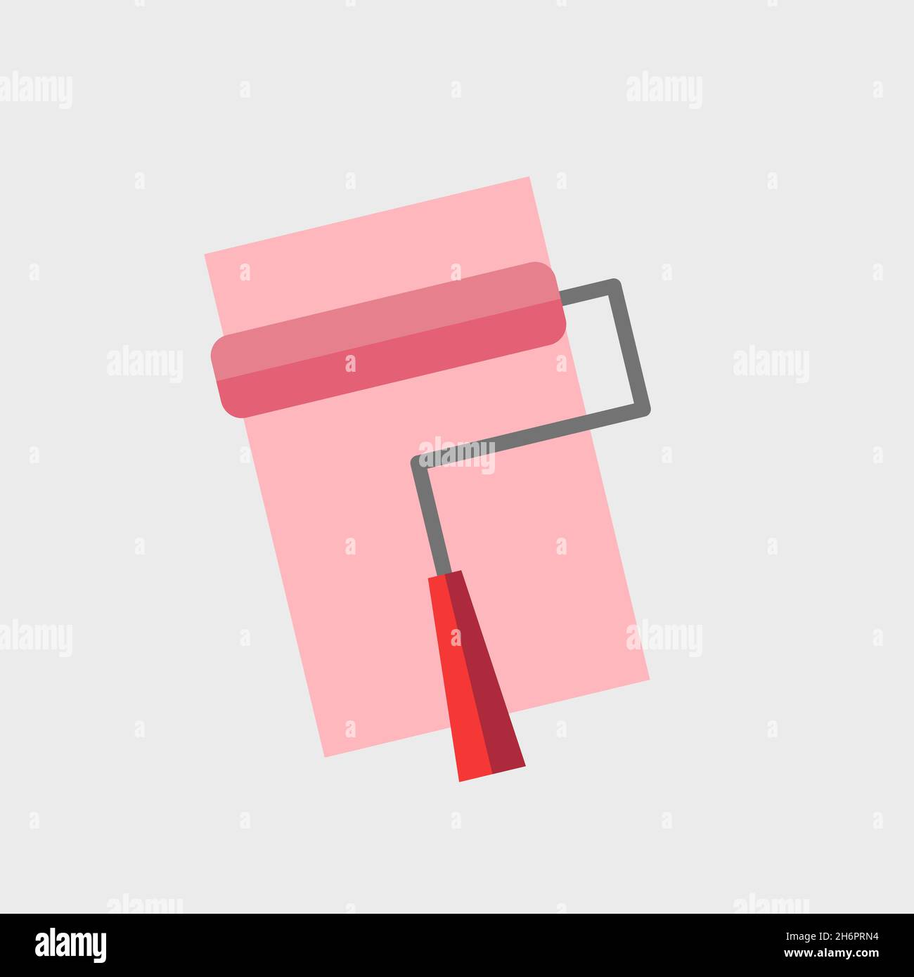 Vektor-Pinsel-Symbol mit pinkfarbenem Farbfeld. Verwenden Sie für Ihre DIY-Projekte, Renovierungen zu Hause und Babyzimmer Muster. Stock Vektor
