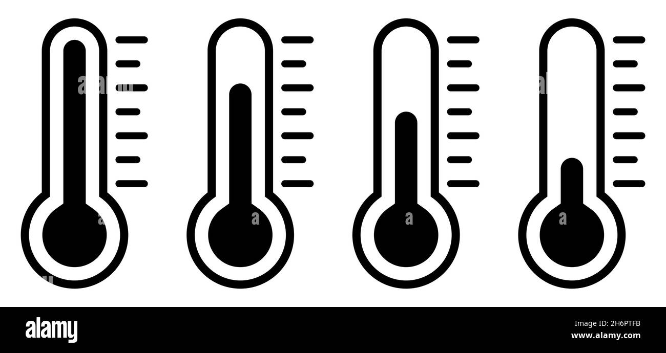 Symbol für Temperaturvektor eingestellt. Temperaturskala-Symbol auf weißem Hintergrund isoliert. Kann für Web- und Mobile-App-Design verwendet werden. Stock Vektor