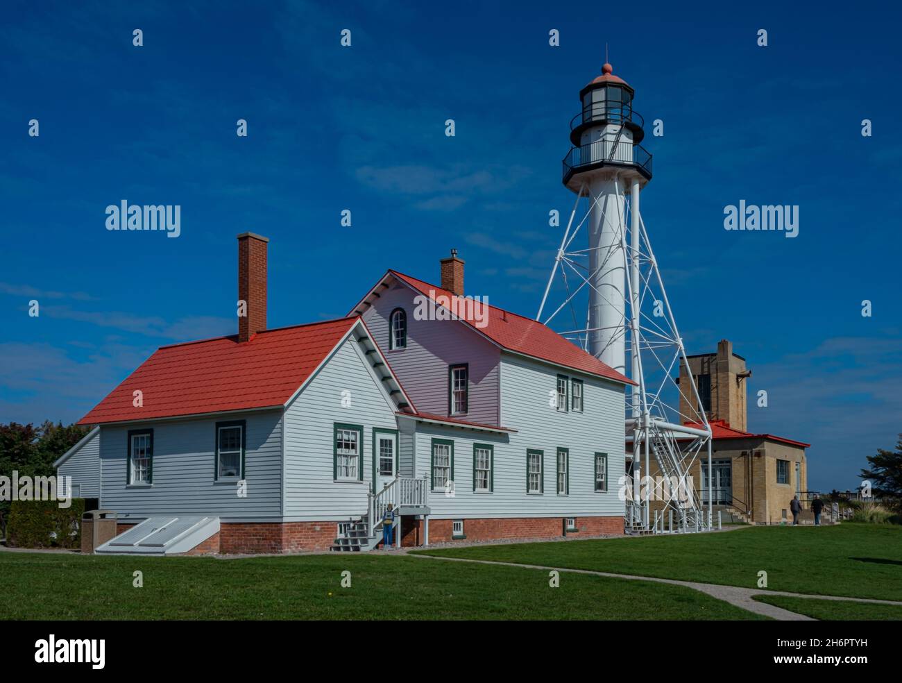 Der Leuchtturm Whitefish Point ist Teil des Great Lakes Shipwreck Museum auf der oberen Halbinsel von Michigan USA Stockfoto