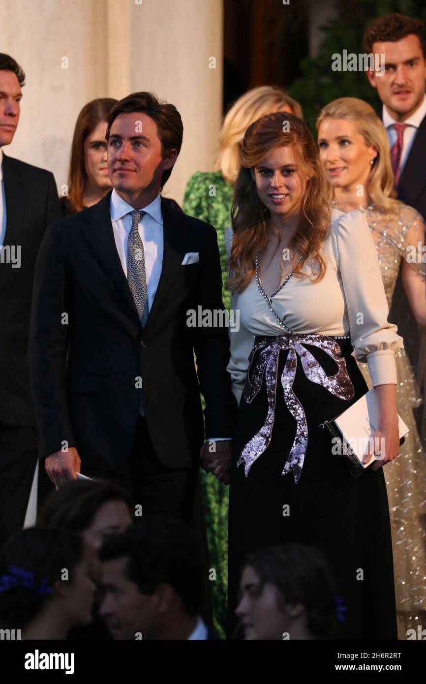 Beatrice von York und Edoardo Mapelli Mozzi. Hochzeit von Prinz Philippos und Nina Flohr, Stockfoto