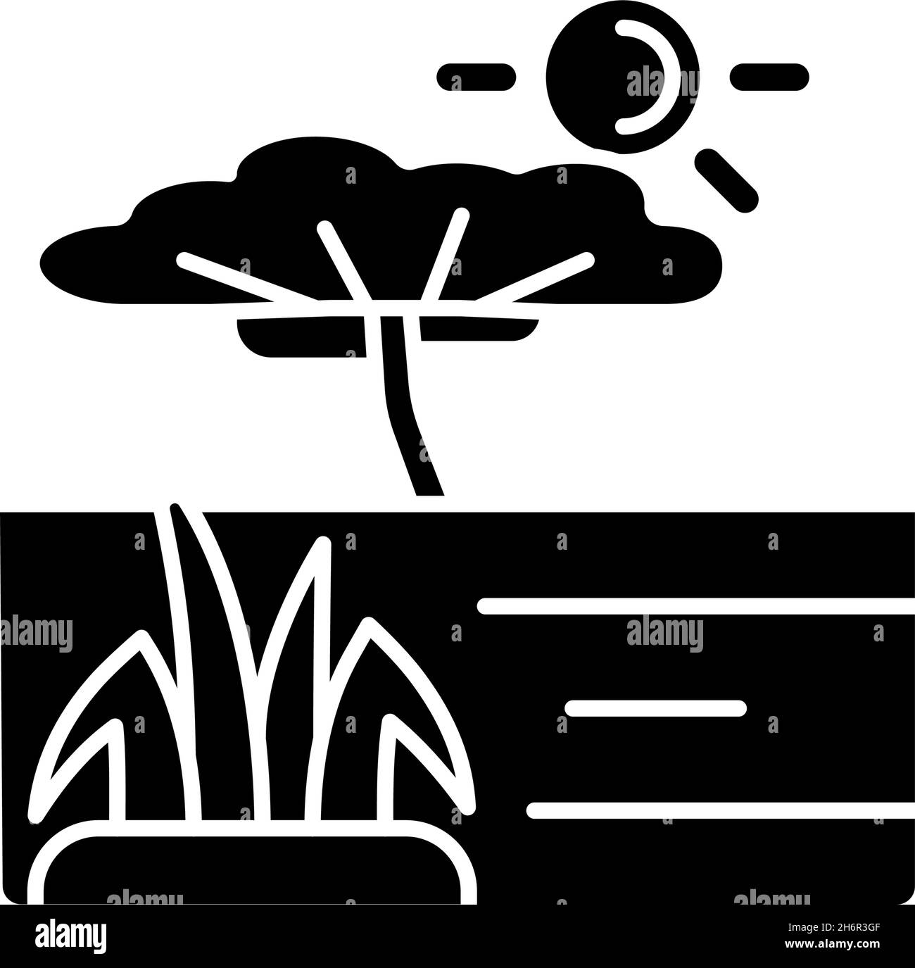 Schwarzes Glyphen-Symbol der Savanne Stock Vektor