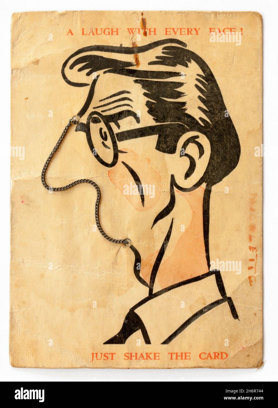 Schütteln Sie die „Chain Comic Picture Portrait“-Karte Stockfoto