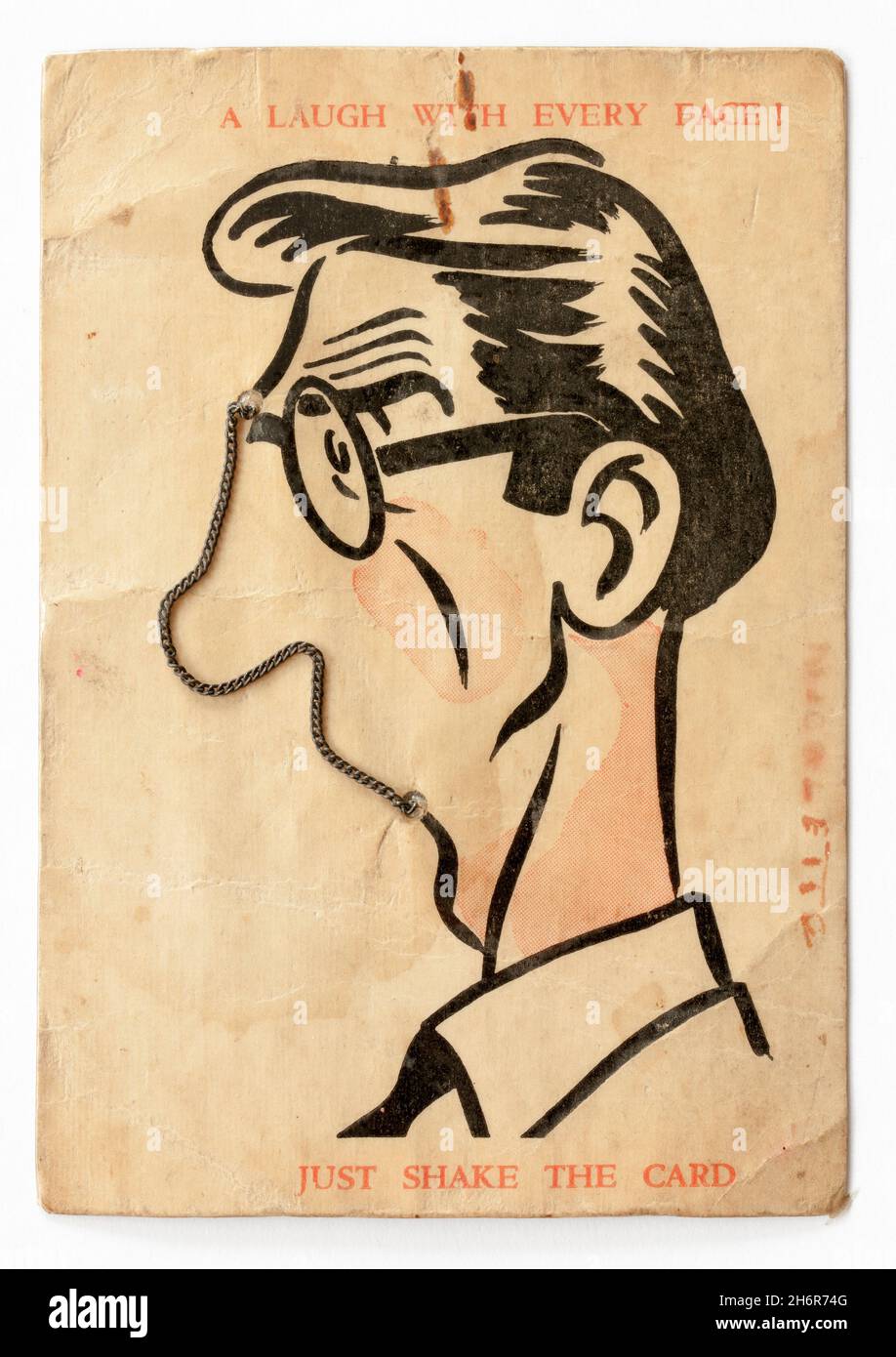 Schütteln Sie die „Chain Comic Picture Portrait“-Karte Stockfoto