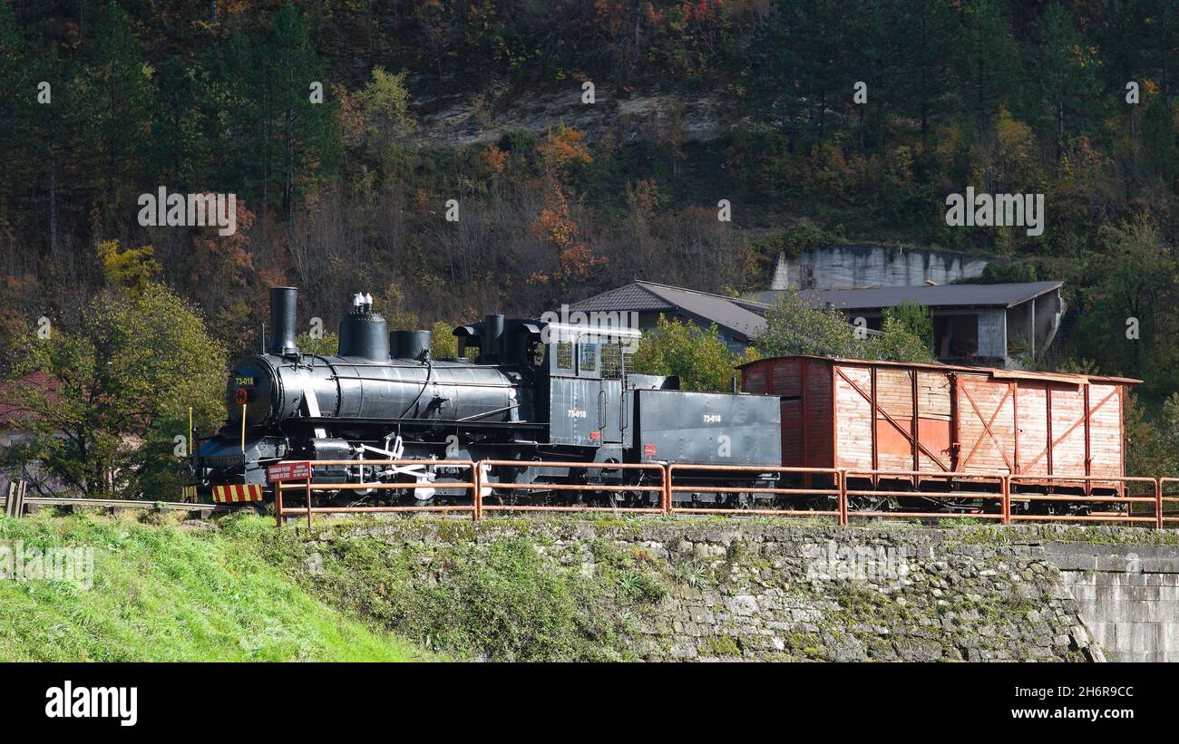 Partisanenzug im Museum Schlacht um die Verwundeten am Fluss Neretva (Jablanica, Bosnien und Herzegowina) Stockfoto