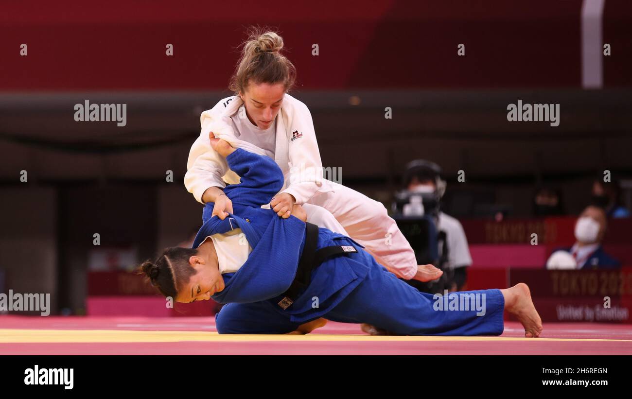 24. JULI 2021 TOKIO, JAPAN Distria KRASNIQI aus dem Kosovo (weiß