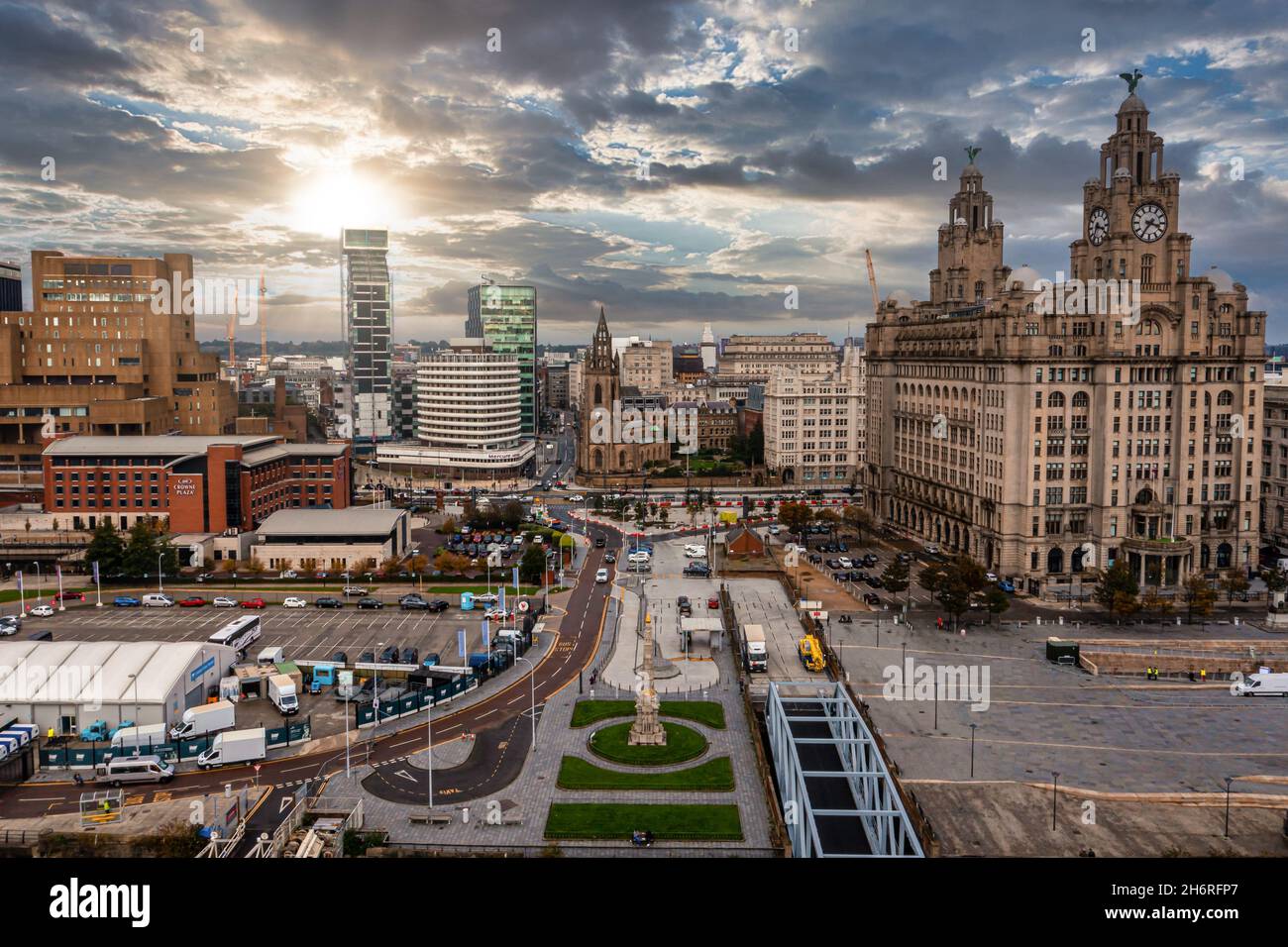 Luftaufnahme der Skyline von Liverpool in Großbritannien Stockfoto