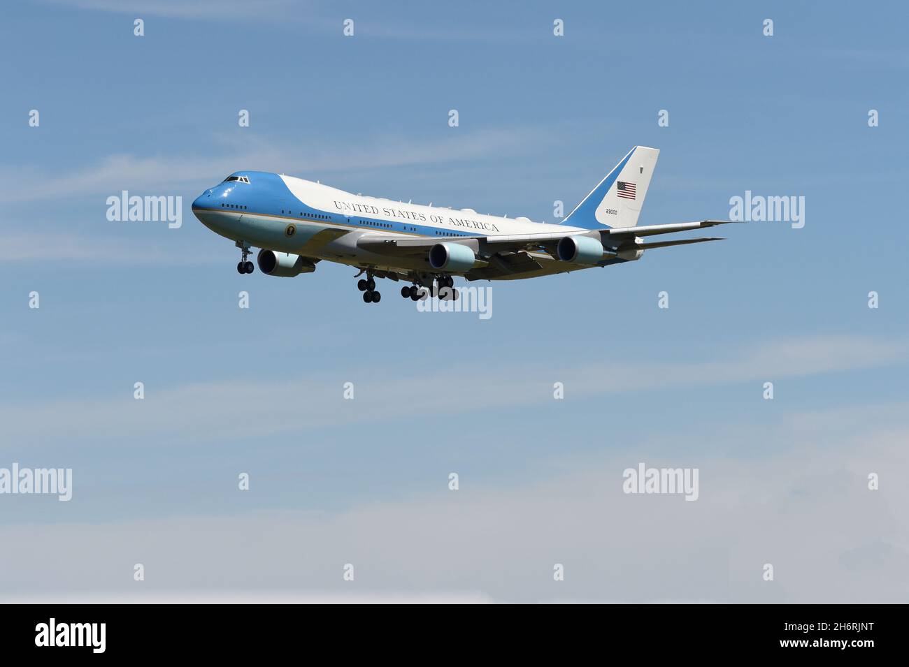 Air Force One, Sam 29000, Landung bei NAF El Centro, Kalifornien, April 2019. Stockfoto
