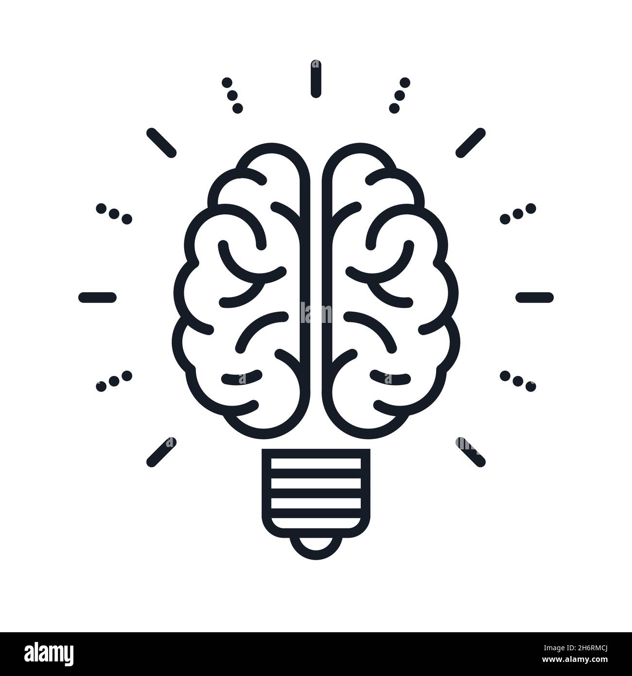 Gehirn als Glühbirne Lampe Linie Kunst Symbol smart Geist Vektor Illustration Symbol Stock Vektor