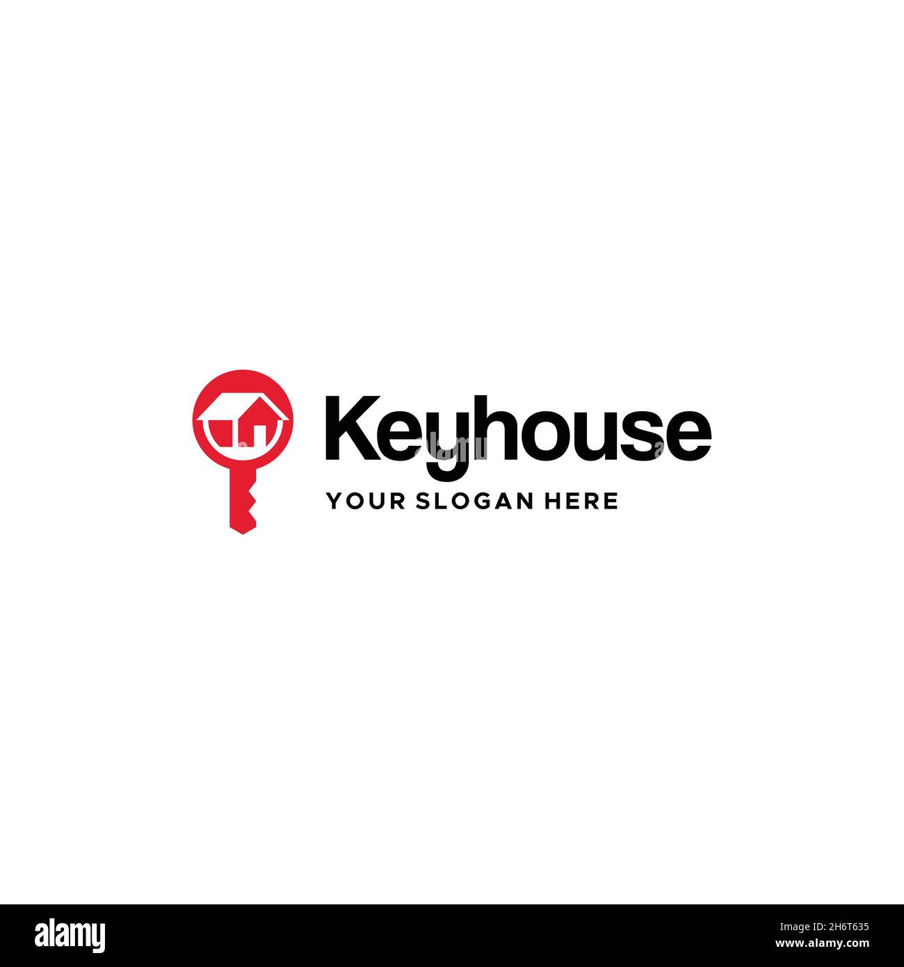 Wohnung Keyhouse Immobiliengebäude Logo Design Stock Vektor
