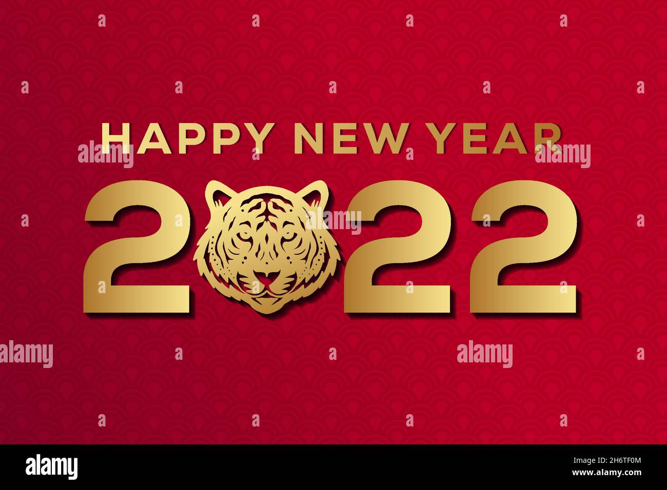 Frohes neues Jahr 2022 mit dem Haupttiger. Das Jahr 2022 des Tigers Stock Vektor